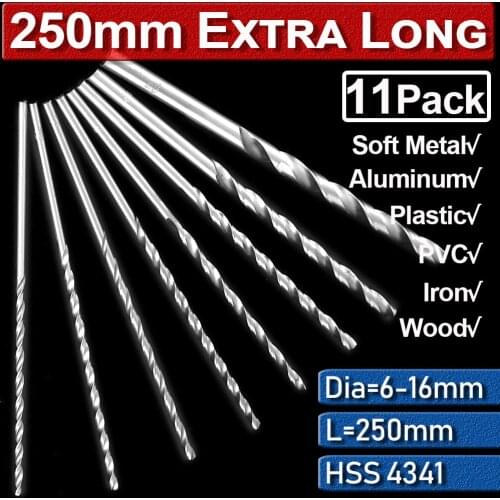 Twist Drill Bits HSS Extra Long High Speed Steel For Metal Drilling 6mm-16mm 6/7/8/9/10/11/12/13/14/15/16mm Extra Long Drill Bit