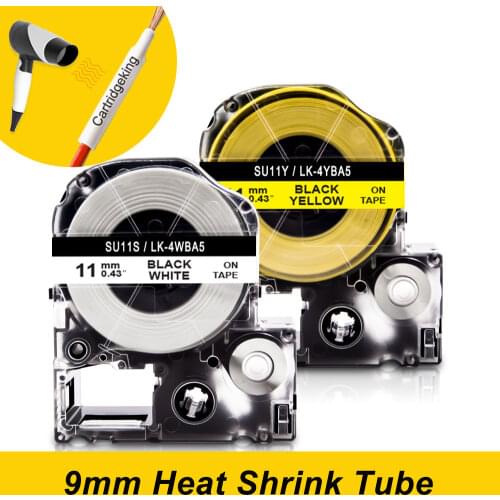 18mm SU11S Heat Shrink Tubes Label for Epson 2.5m Length Tape Black on White LK-6WBA11 for Epson LW-400 LW-500 Label Pirnter