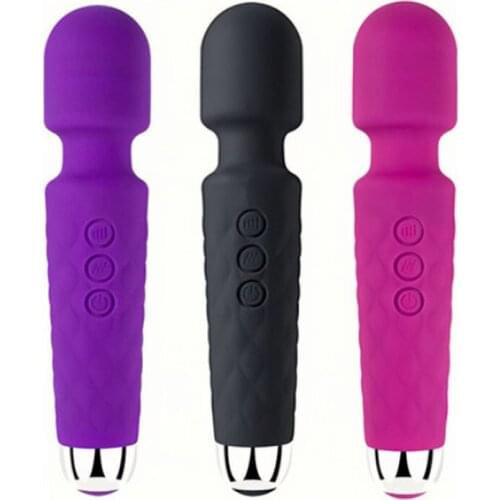 Waterproof USB Charging 20 Speed Wand Massager Dildo Vibrators For Women Sex Toys Couples Penis Silky-smooth Silicone Material