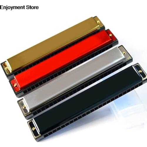 Professional 24 Hole Harmonica C Key Metal Harmonica Instrument For Beginners 4 Color