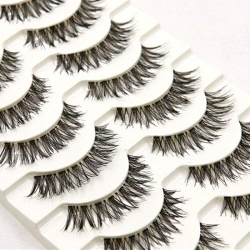 YOKPN New 10 Pairs Fibers Fake Eyelashes Crisscross Thick False Eyelashes Stage Makeup Eyelashes Transparent Stems Lashes Women