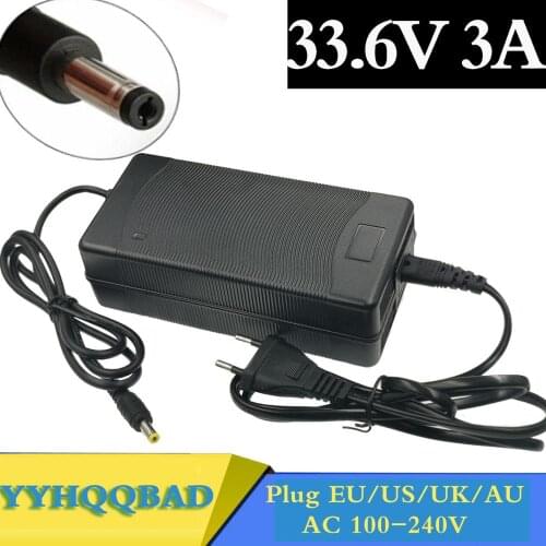 100-240V 33.6V 3A polymer lithium battery charger DC 5.5MM*2.1MM Portable Charger EU/AU/US/UK Plug For Electric Bike