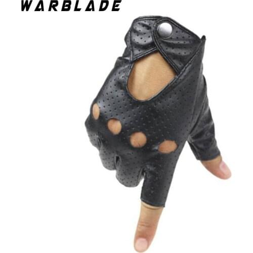 WarBLade Black PU Half Finger Driving Show Women Gloves Punk Jazz Fingerless Gloves For Women Luva Guantes Eldiven