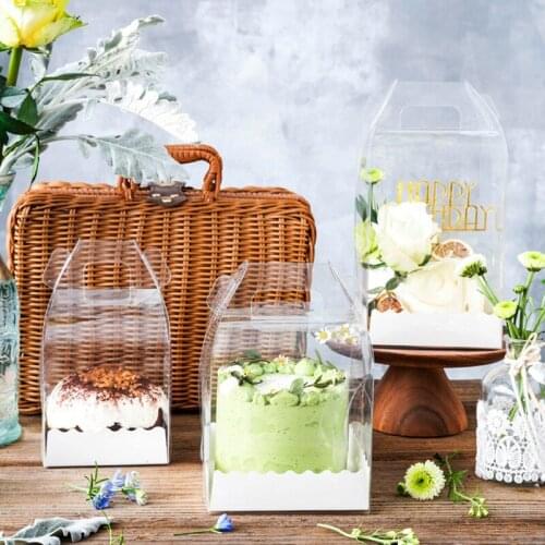1PC Plastic Transparent Portable Baking Pastry Box Packaging Birthday Party Package Cheese Mousse Cake Decoration Supplies Box