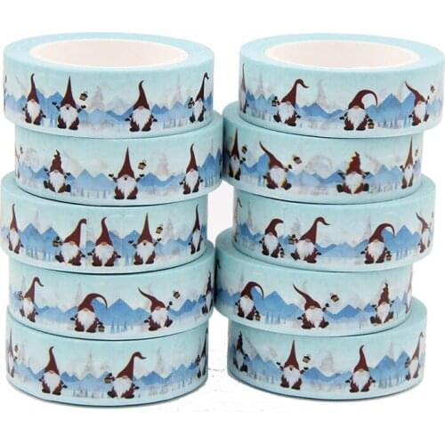 10pcs/Lot 15mm x 10m Christmas Santa Claus Snowman Washi Tape Scrapbook Paper Masking Adhesive Merry Christmas Washi Tape Set