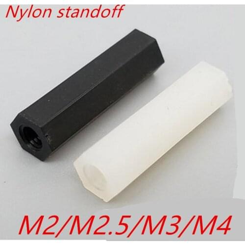 1000PCS M2 M2.5 M3 500pcs M4 white or black Hex Nylon Standoff Spacer Column Flat Head Double Pass Nylon Plastic Spacing Screws