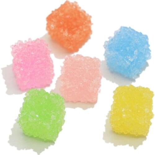 13MM Resin Square Gummy Candy Cabochons Assorted Color Square Gummy Candy Charms Kawaii Jelly Decor Sweets Cabs
