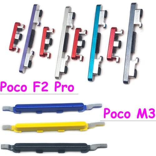 2Pcs/Lot，New For Xiaomi Poco M3 F2 Pro Side Volume Button + Power ON / OFF Buttton Key Set Replacement Part