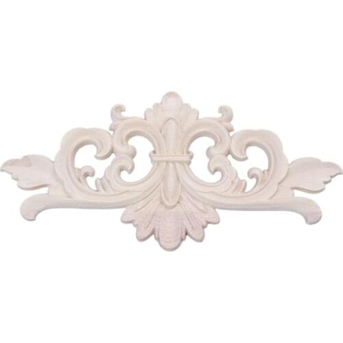 22*10 cm Wood Carved Corner Onlay Applique Decor Furniture Craft Unpainted