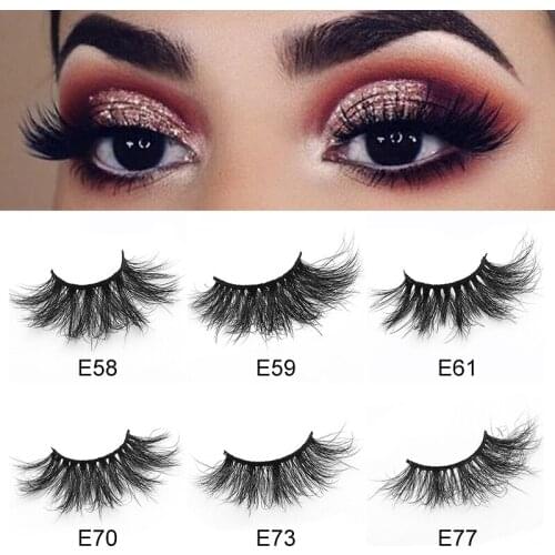 25MM Fake Eyelashes Thick Long False Eyelash 3D Mink Lashes High Volume Soft Dramatic Eye Lash Makeup E80 Series
