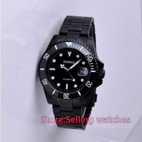 40mm Parnis PVD case Ceramic Bezel Luminous Mark Automatic Men Watch