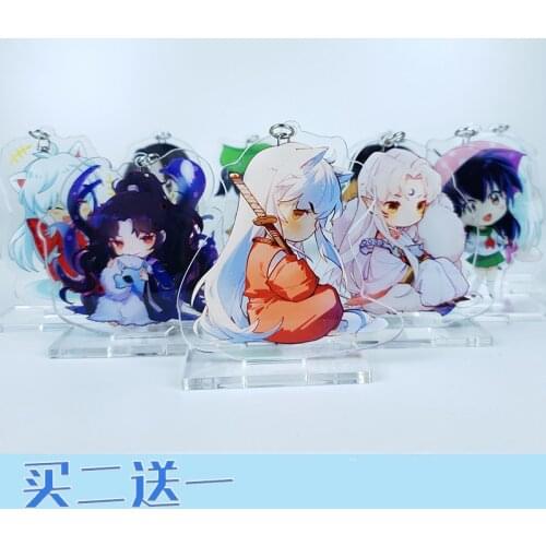 Anime Inuyasha Kikyo Kagome Sesshoumaru Cosplay Stand Figure Acrylic Model Desk Decor Bags Pendant Keychain Toy gift