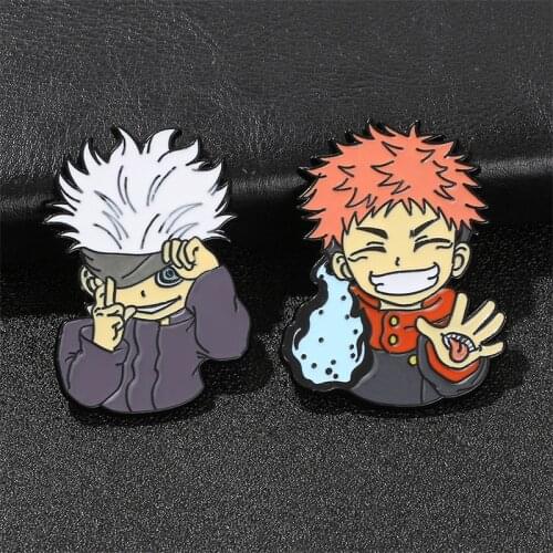 Japanese Anime Jujutsu Kaisen Itadori Yuji Gojo Satoru Cosplay Brooch Anime Metal Badge Pin Accessories