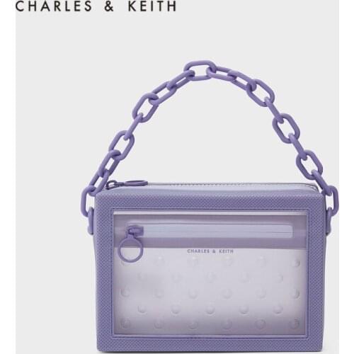 CHARLES&KEITH New Arrival for Summer 2021 CK2-80781470 Ladies chain transparent messenger small square bag