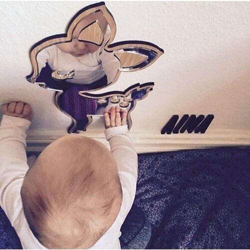 D Kid Bedroom Nursery Decoration Shatterproof Acrylic Mirror cactus elk swan Heart Butterfly Cloud Garden Wall Art Decor Mirror