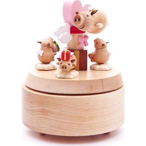 Wooden music box Eight Sound box wedding girl child girl day Valentines Day gift piggy creative rotation