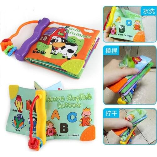 Baby Teether Kids Soft Cloth Book Infant Early Educational Sound Paper Bath Quiet Learning Book Interactive Toys for 0-3 Years