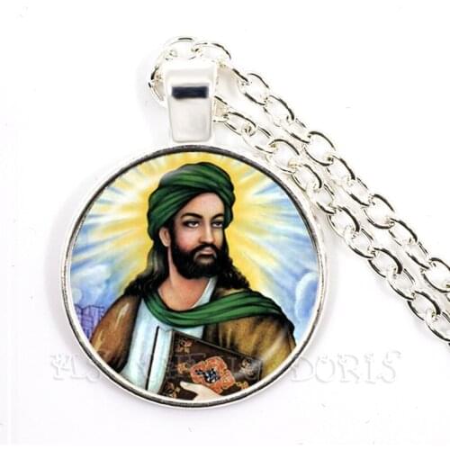 God Allah Necklace 25mm Glass Dome Cabochon Arabic Muslim Islamic Pendant Necklace Jewelry Ramadan Gift For Friends