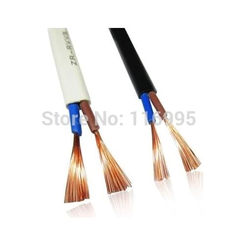 Free shipping 5 METERS Monitoring power cord / 2 core / flat sheathed cable / RVVB 2X1 mm2 square / pure copper wire