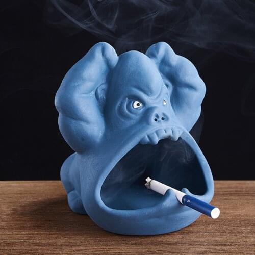 Nordic style ceramic fly proof grey gorilla ashtray bar bar grill table decoration decorated with ashtray ornaments