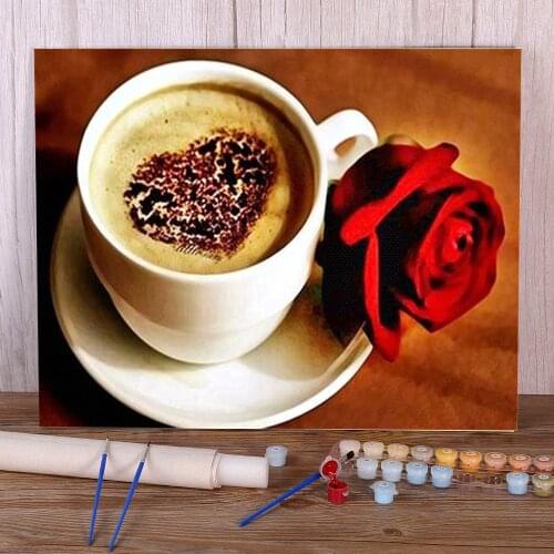Coffee Cup Painting By Numbers Set Oil Paints 40*50 Painting On Canvas Decorative Paintings Children Wholesale Wall Drawing