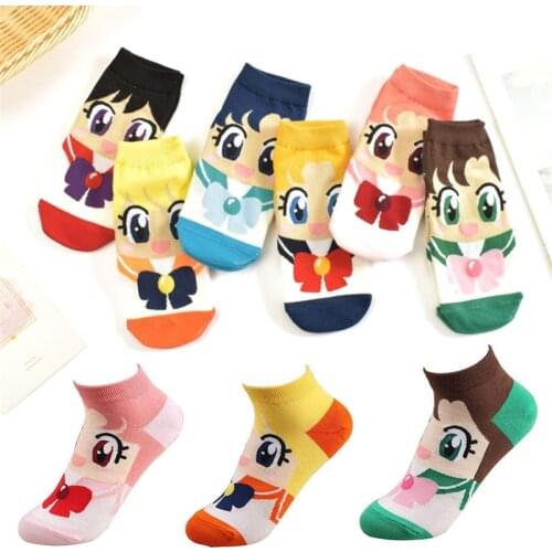 Anime Star Moon Cute Cartoon Socks Beautiful Girl Women Cosplay Costume Lolita Socks Cotton Sport Boat Socks Xmas Gift