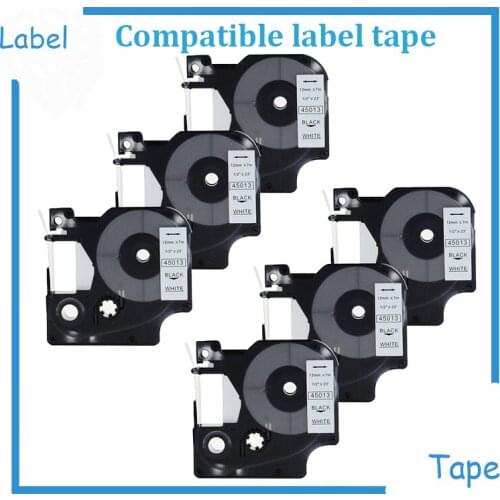 6pcs Cheap price Dymo D1 45013 Black on White or mix colors 12mmx7m for Dymo Label manager 160/210D/260P/280