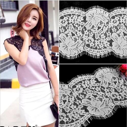 Eyelash Lace For Girls' Lingerie Sexy Underwear Nylon Dress LaceTrims Black And Off White 15*300CM Long #4