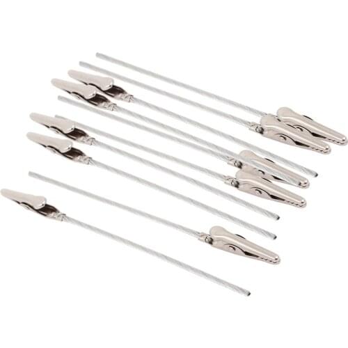 New-10 X Crocodile Metal Clips With Wire Stalk Alligator Clamps For Memo Note Card Holders