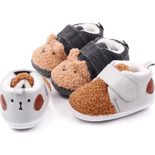 New Toddler Newborn Baby Crawling Shoes Boy Girl Prewalker Winter Warm Lamb Cotton Animal Soft Bottom Non-Slip First Walker