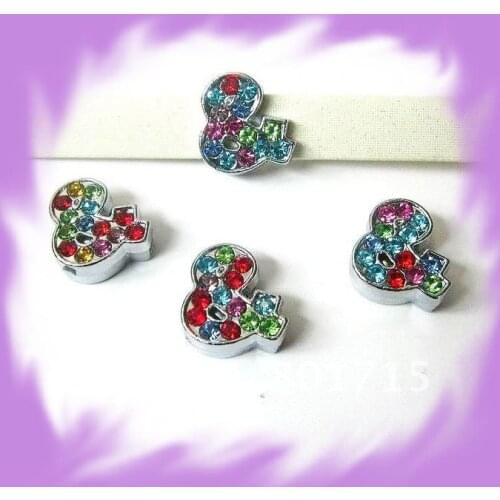 Wholesale 100pcs 8mm Mix Color Rhinestone & Slide Charms DIY Accessories Fit Pet Collars Wristbands Belts