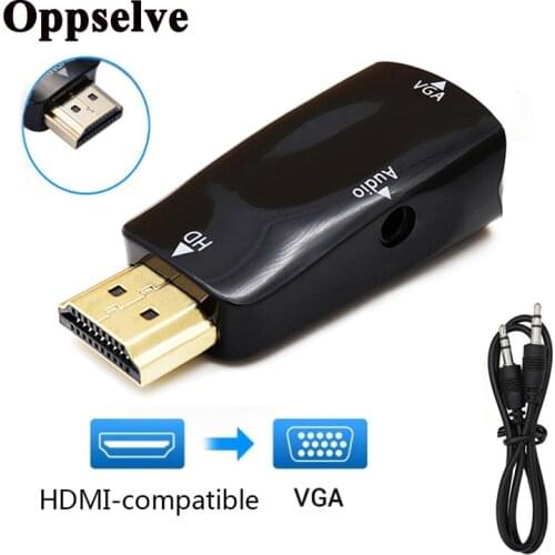 1080P Mini Male to Female HDMI-compatible to VGA Adapter Audio Cable Converter For PC TV Box Laptop Computer Display Projector