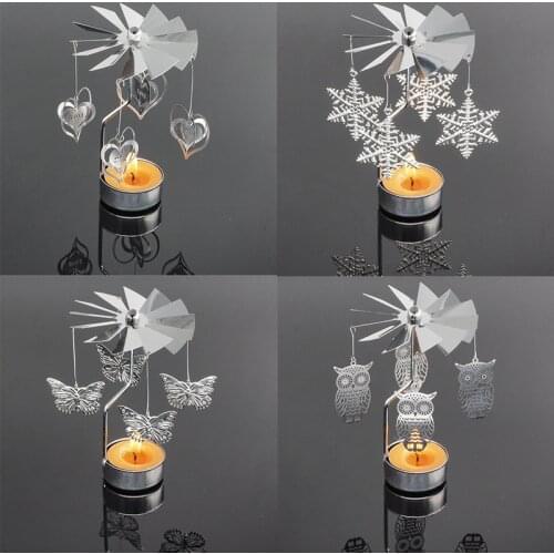 Windmill Candle Holder Good Fortune Tealight Candlestick Metal Candle Stands Snow/Tree/Heart/Owl/Butterfly Home Decoration