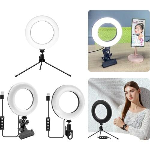 Portable Makeup Video Conference Selfie Ring Light Vlog for Laptops Black