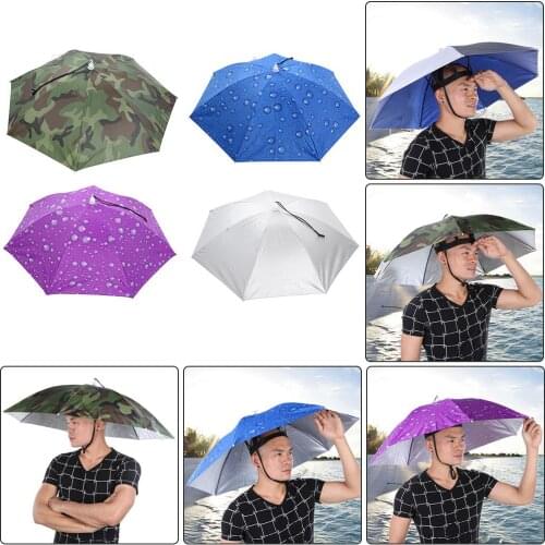 Fishing Hat Headwear Foldable Umbrella Anti-UV Anti-Rain Outdoor Travel Fishing Umbrellas Hat Hiking Beach Cap