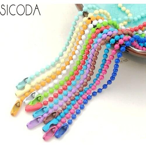 SICODA 100pcs DIY enamel ball chain 2.4mmx12cm fashion painting Metal Ball Bead Chains Diy Jewelry Findings Making keyring chain