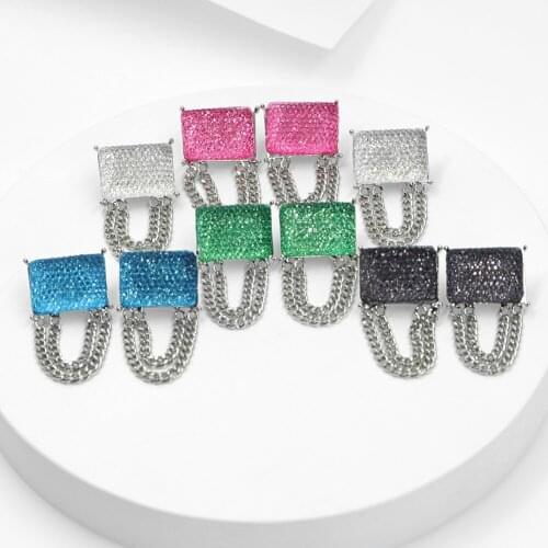 Vedawas Candy Color Shiny Fringed Link Earrings for Women Korean Simple Square Drop Earrings Dress Jewelry Party Gifts Wholesale