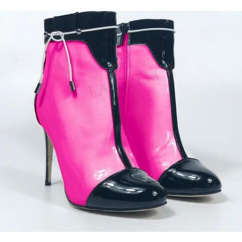 BERZIMER Women Ankle Boots Stiletto High Heels Zip Up Booties Femmes Bottes Ladies Shoes Woman Footwear Big Size 37 38 39 44 47