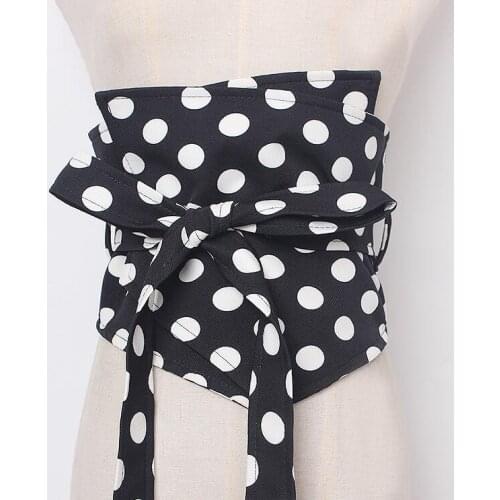 Womens runway fashion dot print fabric Cummerbunds female Dress Corsets Waistband Belts decoration wide belt R1671