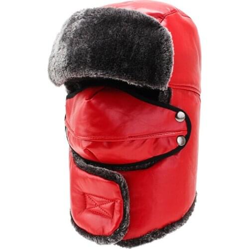 Winter Women Men Bomber Hats Fashion Warm Russian Trapper Hat Thermal Trooper Earflap Snowproof Ski Cap with Mask