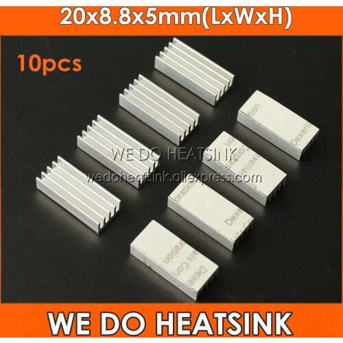 10pcs 20x8.8x5mm Ram Heatsink Chipset Aluminum Heat Sink With Thermal Conductive Tapes