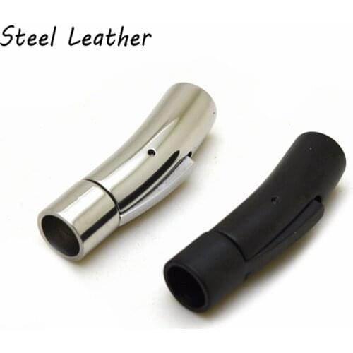 Engrave Logo 10pcs/lot Hole: 6mm 316L Stainless Steel Round Column Clasps Hooks Round Leather Cord Bracelet End Clasps