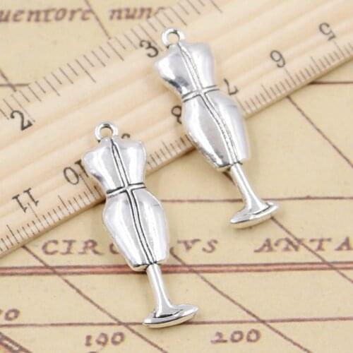 10pcs Charms Female Dress Mannequin Seamstress Maker 38x11mm Tibetan Silver Color Pendants Antique Making DIY Handmade Craft