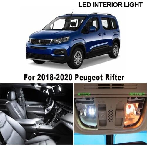 10pcs Canbus LED Interior Dome Map Reading Light For Peugeot Rifter minivan 2018 2019 2020 License Plate Lamp Car Accessories