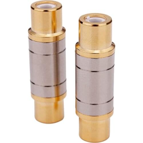 Dual RCA Female Adapter Gold Plated Audio Video Straight Jack Socket Connectors Speaker Cable Extender 2PCS Home Improvement