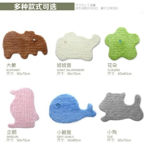 50x70CM Lovely Cartoon Animal Whale Elephant Dog Fish Penguin Plush Carpet Living Room Bedroom Kids Blanket Floor Mats Rug