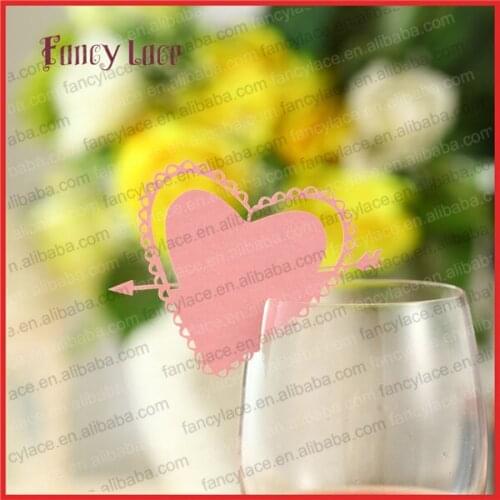 60pcs Laser Heart Paper Table Name Place Escort Wine Glass Card for Party Shower Wedding Birthday Christmas Party Decorations
