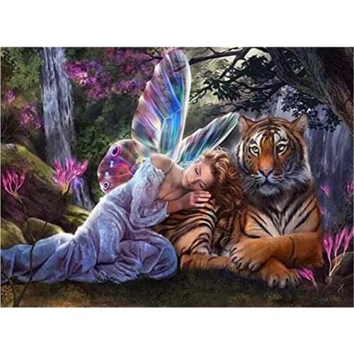 Diamond Painting Full Circle Diamond Kit Rhinestone Picture Art Craft Home Door Decoration (Beauty and Animal)