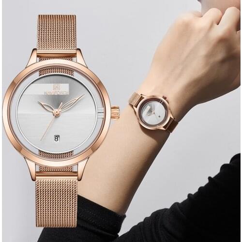 Women’s Watch NAVIFORCE Top Brand Luxury Stainless Steel Quartz Watches Men Waterproof Simple Clock Rose Gold Relogios Feminino