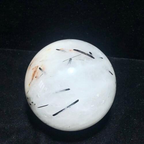 Black Tourmaline Quartz Stone Hand-Polished Feng Shui Sphere Healing Reiki Home Decoration Stone Handicraft Decoration Sphere